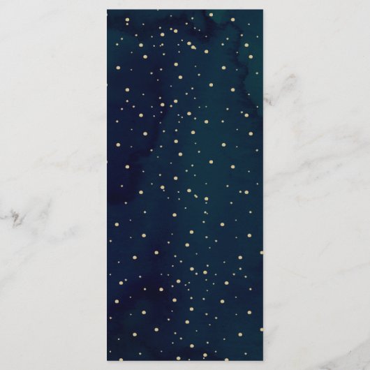 Blauwe Waterverf Sneeuwachtige Nacht Winter Bruilo Menu (Achterkant)