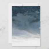 Blauwe Waterverf Sneeuwvlok Elegante Winterbruilof Kaart (Achterkant)