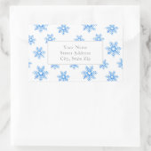 Blauwe Waterverf sneeuwvlok patroonlabels Rechthoekige Sticker (Tas)