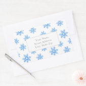 Blauwe Waterverf sneeuwvlok patroonlabels Rechthoekige Sticker (Envelop)