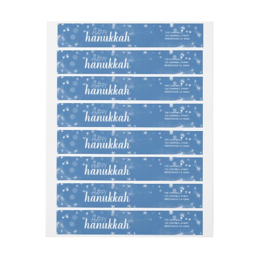 Blauwe Waterverf Snowflake Hanukkah Adres label (Vel)