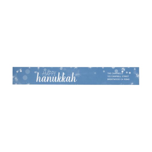Blauwe Waterverf Snowflake Hanukkah Adres label (Individueel)
