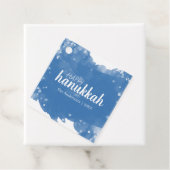 Blauwe Waterverf Snowflake Happy Hanukkah Holiday Bedankjes Labels (In situ)