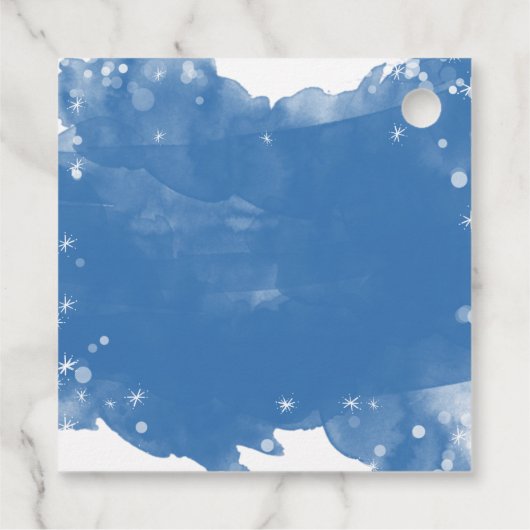 Blauwe Waterverf Snowflake Happy Hanukkah Holiday Bedankjes Labels (Achterkant)