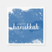 Blauwe Waterverf Snowflakes Happy Hanukkah Servet (Voorkant)
