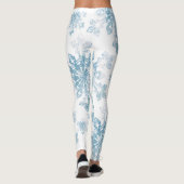 Blauwe Waterverf Snowflakes Leggings (Achterkant)