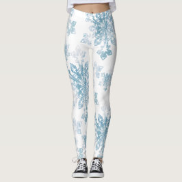 Blauwe Waterverf Snowflakes Leggings