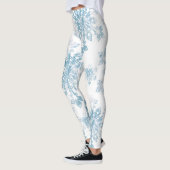 Blauwe Waterverf Snowflakes Leggings (Links)