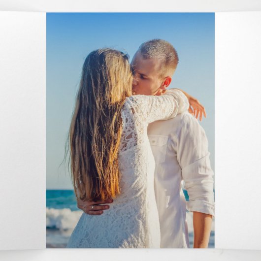 Blauwe waterverf spetterende kunst met baardhuweli drieluik programma (Binnenkant midden)