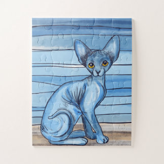 Blauwe Waterverf Sphynx Cat Legpuzzel