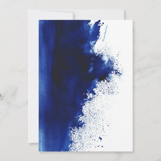 Blauwe Waterverf Splash Custom BAR BAT MITZVAH Kaart (Achterkant)