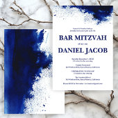 Blauwe Waterverf Splash Custom BAR BAT MITZVAH Kaart