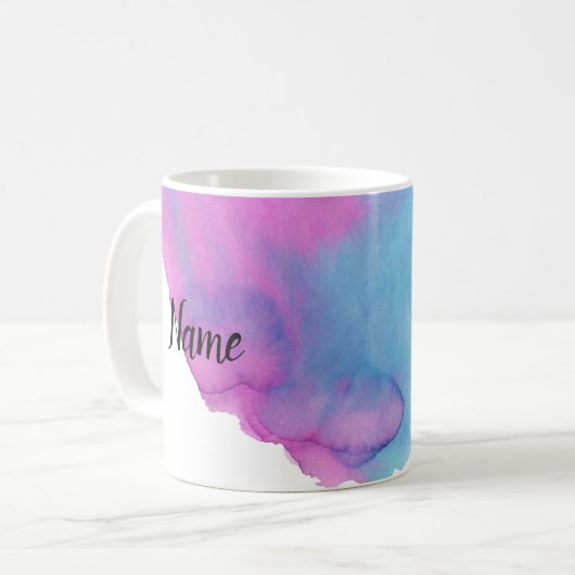 Blauwe waterverf splash koffiemok (Voorkant links)