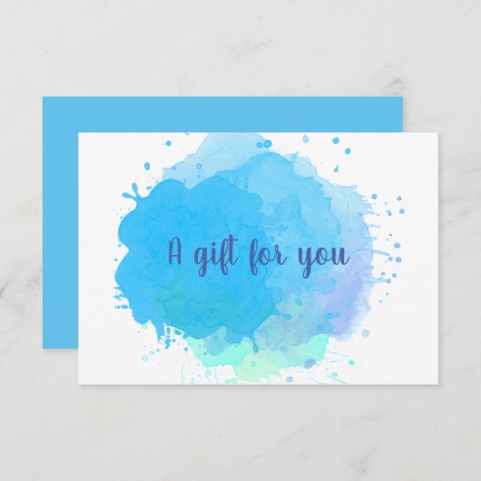 Blauwe Waterverf SplashCreative Cadeaubon (Voorkant / Achterkant)