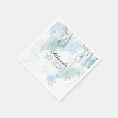 Blauwe Waterverf Splatter Abstract Servet (Hoek)