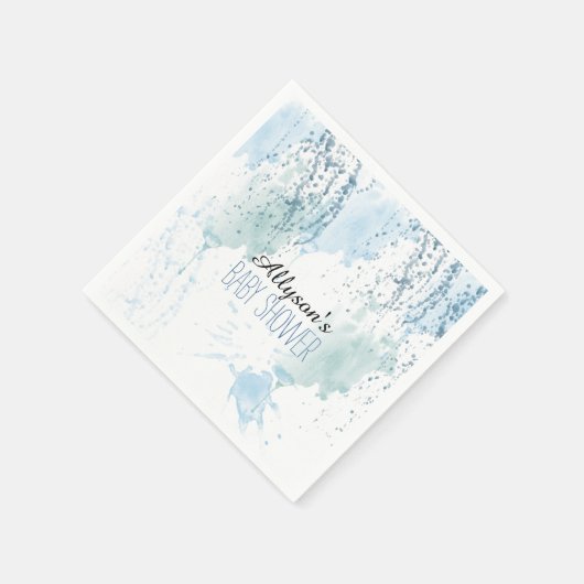 Blauwe Waterverf Splatter Abstract Servet (Hoek)