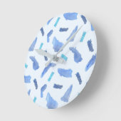 Blauwe Waterverf Spots Middelronde wandklok (Hoek)