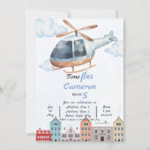 Blauwe waterverf stadshelikopter Verjaardag Kaart (Voorkant)