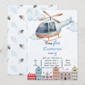 Blauwe waterverf stadshelikopter Verjaardag Kaart (Voorkant / Achterkant)
