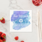 Blauwe Waterverf Star van David Bar Mitzvah Servet (Insitu)