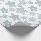Blauwe Waterverf sterren Cadeaupapier (Hoek)
