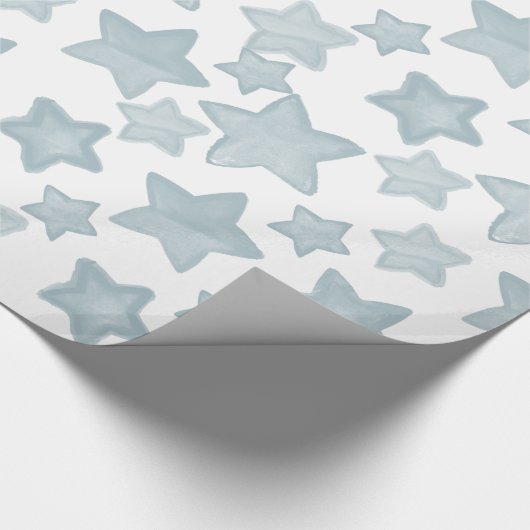 Blauwe Waterverf sterren Cadeaupapier (Hoek)