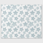 Blauwe Waterverf sterren Cadeaupapier (Vlak)