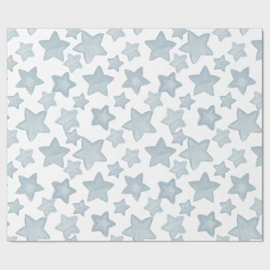 Blauwe Waterverf sterren Cadeaupapier (Vlak)