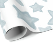 Blauwe Waterverf sterren Cadeaupapier (Rol Hoek)