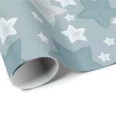 Blauwe Waterverf sterren Cadeaupapier (Rol Hoek)