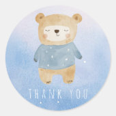 Blauwe Waterverf stijl schattig dromerig Beer Beda Ronde Sticker (Voorkant)