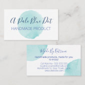 Blauwe Waterverf stip op wit handgemaakt Visitekaartje (Voorkant / Achterkant)