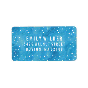 Blauwe Waterverf Stippen Baby shower Etiket