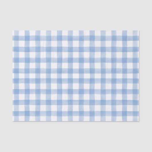Blauwe Waterverf Stippen Gingham Tissuepapier (Voorkant)