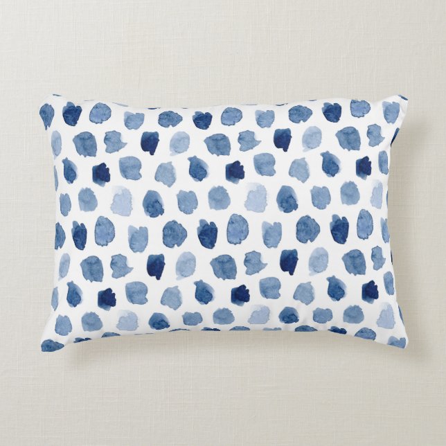 Blauwe Waterverf Stippen Pillow 16x12 Accent Kussen (Voorkant)