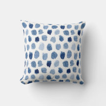 Blauwe Waterverf Stippen Pillow