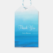 Blauwe Waterverf Strand Tropische bruiloft gunst Cadeaulabel (Voorkant)