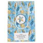 Blauwe Waterverf Strand Zeester Cadeauverpakking Medium Cadeauzakje (Achterkant)