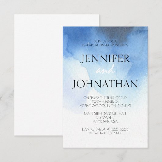 Blauwe waterverf-strandrepetities kaart (Voorkant / Achterkant)