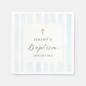 Blauwe Waterverf Strepen - Doop Servet (Voorkant)