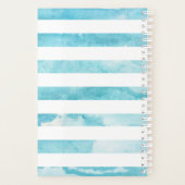 Blauwe Waterverf Strepen en Apple voor Docent Planner (Achterkant)