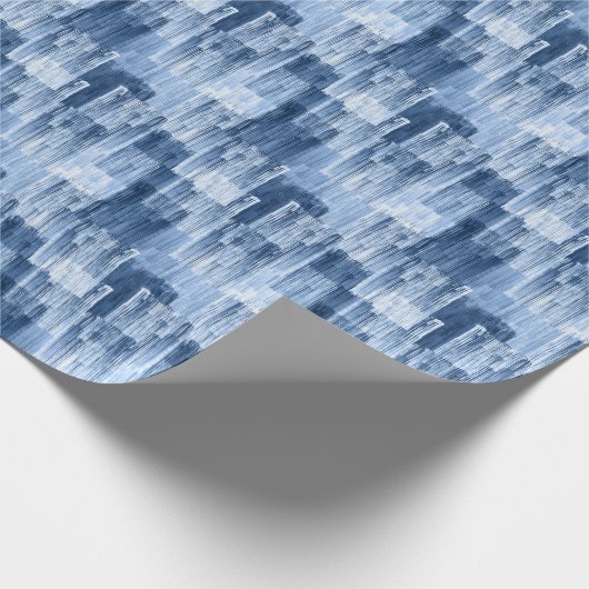 Blauwe Waterverf strepen: geometrisch patroon Cadeaupapier (Hoek)