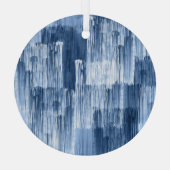 Blauwe Waterverf strepen: geometrisch patroon Glas Ornament (Achterkant)