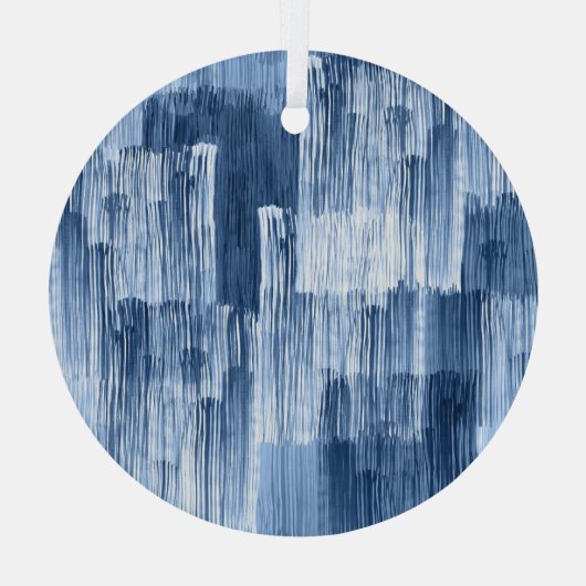 Blauwe Waterverf strepen: geometrisch patroon Glas Ornament (Achterkant)