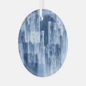 Blauwe Waterverf strepen: geometrisch patroon Glas Ornament (Voorkant links)