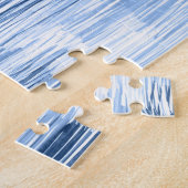 Blauwe Waterverf strepen: geometrisch patroon Legpuzzel (Zijkant)