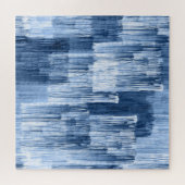Blauwe Waterverf strepen: geometrisch patroon Legpuzzel (Horizontaal)