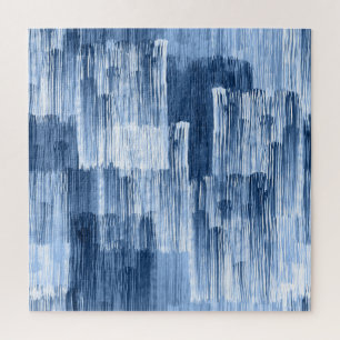 Blauwe Waterverf strepen: geometrisch patroon Legpuzzel