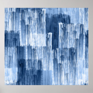 Blauwe Waterverf strepen: geometrisch patroon Poster