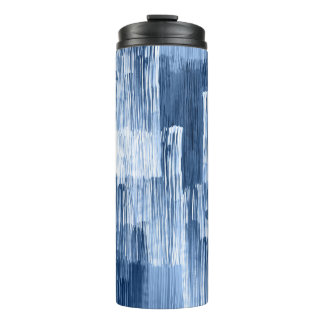 Blauwe Waterverf strepen: geometrisch patroon Thermosbeker